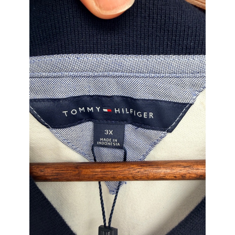 Tommy Hilfiger Heritage Polo Mens 3X White NWT Striped Collar W9RH6257 - Picture 5 of 10